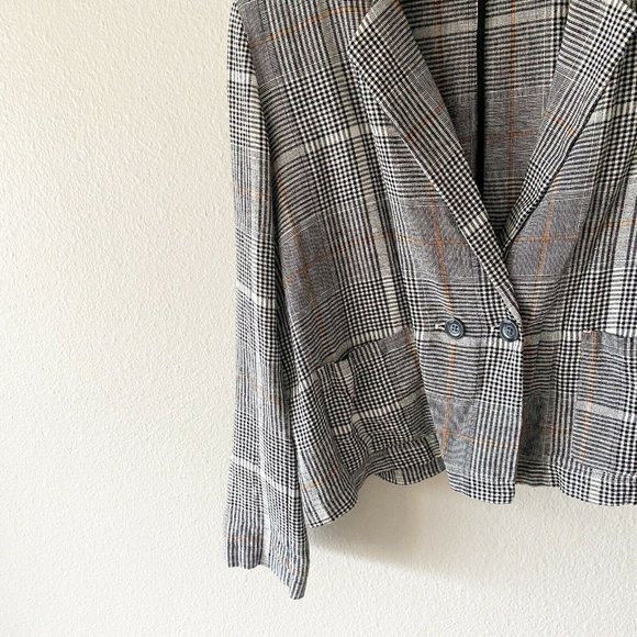 BP linen blend white and black plaid jacket size M blazer - Picture 4 of 8